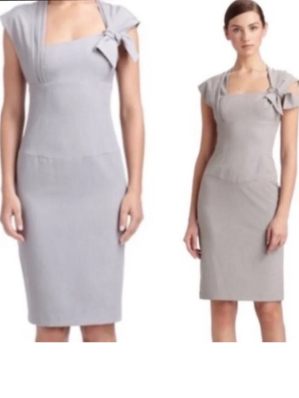 Black Halo gray De Vries bow dress 8 grey medium